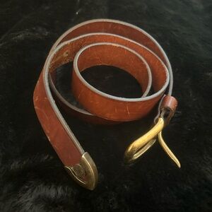 Tommy Hilfiger Brown Leather Belt with Gold-Tone Buckle
